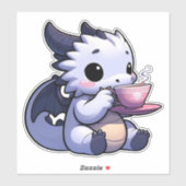 Sticker Baby Dragon buvant du thé (Feuille)