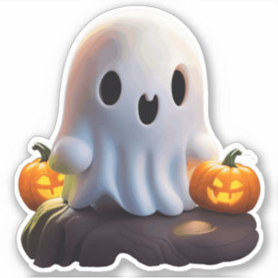 Sticker Baby Ghost Déplaisant mignon caractère Halloween