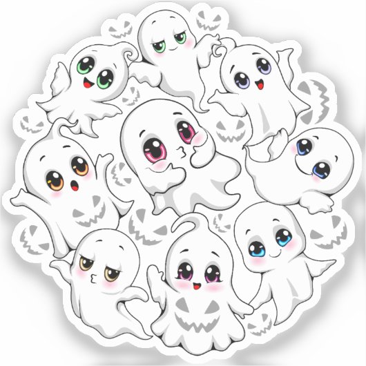 Sticker Baby Ghosts Éffrayant mignon Halloween humeur (Recto)