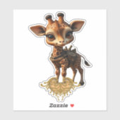 Sticker Baby giraffe in steampunk-cartoon style Classic T- (Feuille)