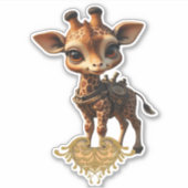 Sticker Baby giraffe in steampunk-cartoon style Classic T- (Devant)