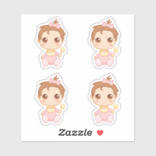 Sticker Baby Girl Pink Jumpsuit Set de 4