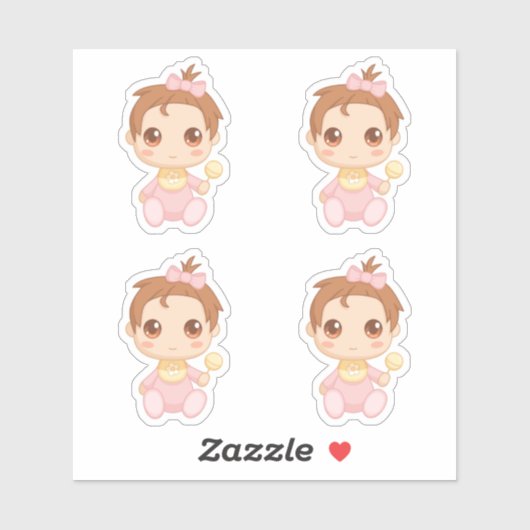 Sticker Baby Girl Pink Jumpsuit Set de 4 (Feuille)