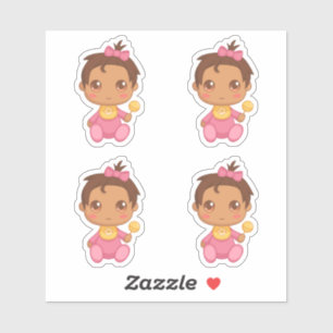 Sticker Baby Girl Pink Jumpsuit Set de 4