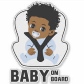 Sticker Baby On Board Car Seat African American Boy (Devant)