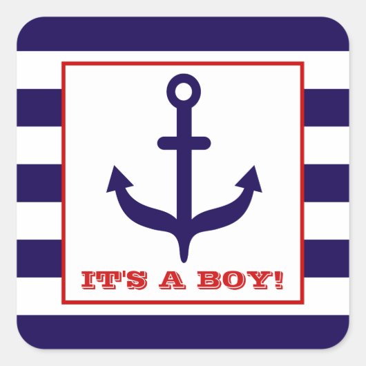 Sticker Baby shower Ancre et Blue STripes (Devant)