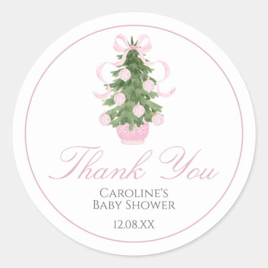 Sticker Baby shower Arbre de Noël rose (Devant)