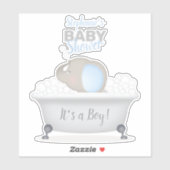 Sticker Baby shower bébé éléphant bulle  garçon de bain (Feuille)