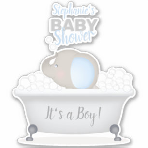 Sticker Baby shower bébé éléphant bulle garçon de bain