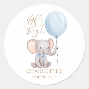 Sticker Baby shower bleu éléphant