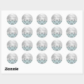 Sticker Baby shower bleu et argent Damask (Feuille)