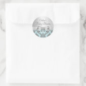 Sticker Baby shower bleu et argent Damask (Sac)