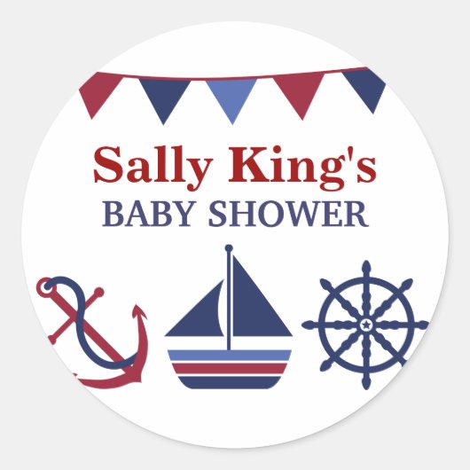 Sticker Baby shower bleu et rouge (Devant)