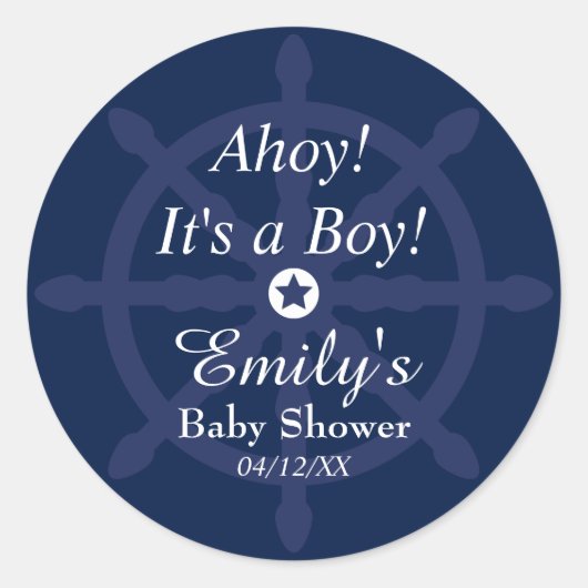 Sticker Baby shower bleu nautique (Devant)