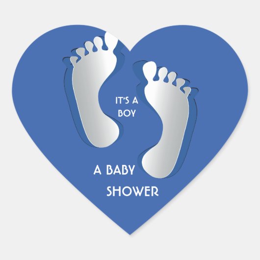 Sticker Baby shower Blue Baby Boy FootPrints (Devant)