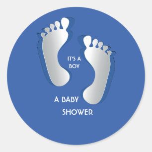 Sticker Baby shower Blue Baby Boy FootPrints