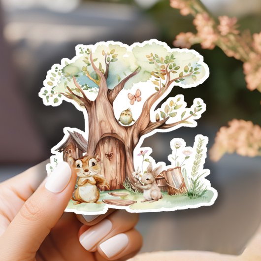 Sticker Baby shower Boho Animaux des bois