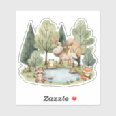Sticker Baby shower Boho Woodland Animaux (Feuille)
