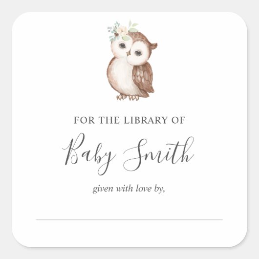 Sticker baby shower Bookplate Woodland Owland (Devant)