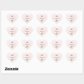 Sticker Baby shower-Coeur Merci fraise (Feuille)