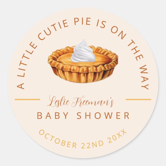 Sticker Baby shower Cutie Pie Thanksgiving (Devant)
