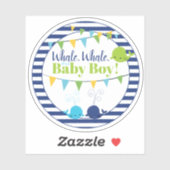 Sticker Baby shower de baleine mignonne pour bébé garçon N (Feuille)