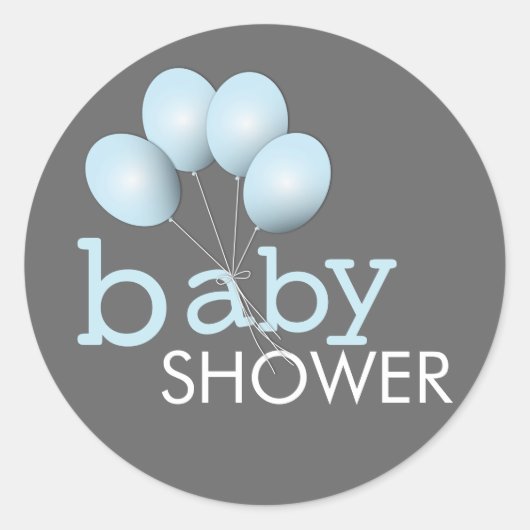 Sticker Baby shower de balloon bleu moderne (Devant)