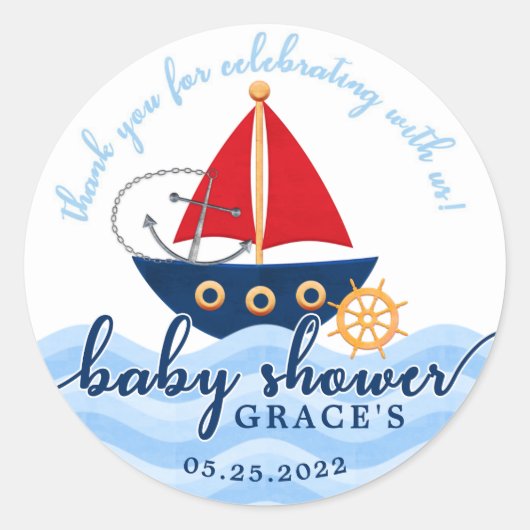 Sticker Baby shower de bateau nautique (Devant)