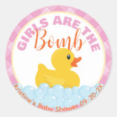 Sticker Baby shower de bombe en caoutchouc Ducky B (Devant)