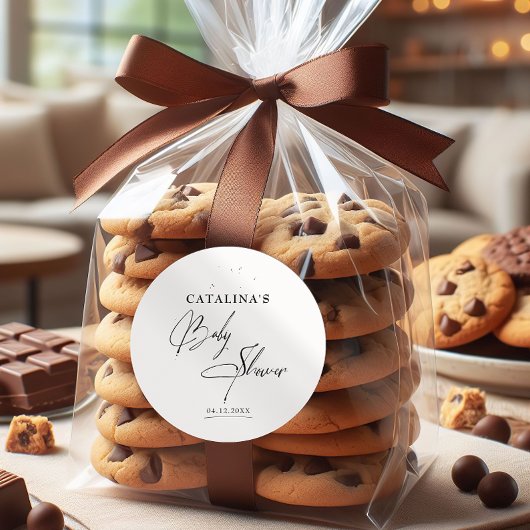 Sticker Baby shower de calligraphie noir élégant