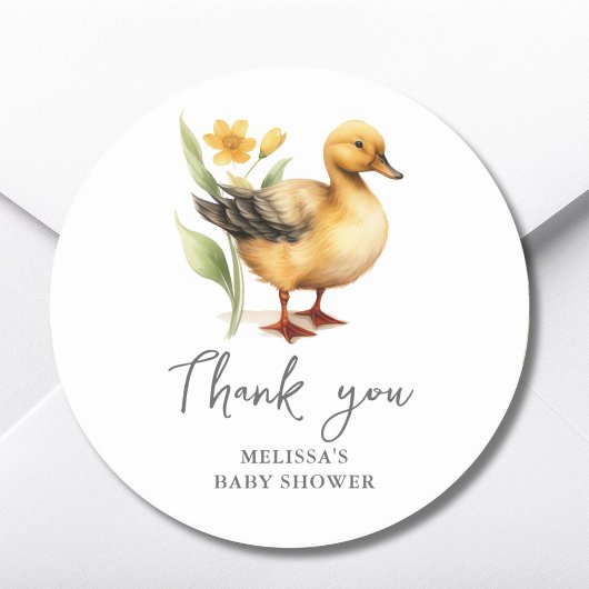 Sticker Baby shower de canard de ferme mignonne Fa