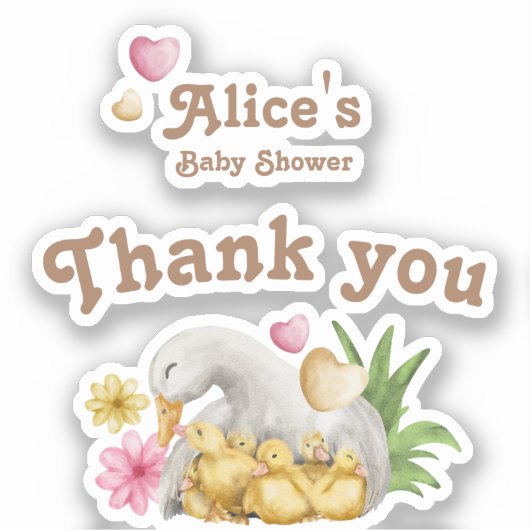 Sticker Baby shower de canard pour bébé maman neutre (Recto)