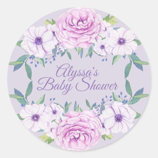 Sticker Baby shower de fleurs violettes Lilac (Devant)