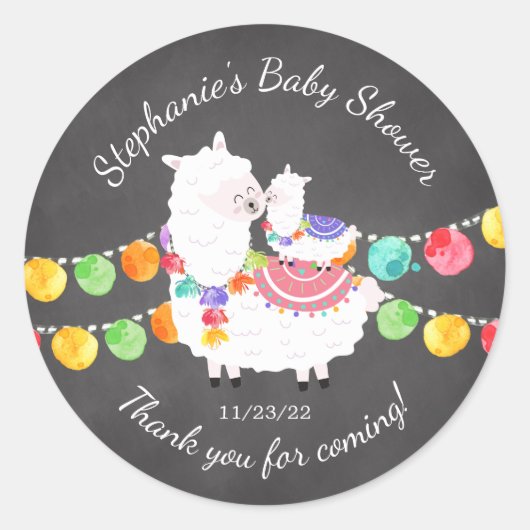 Sticker Baby shower de la mignonne Llama Mama Favo (Devant)