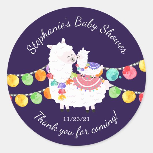 Sticker Baby shower de la mignonne Llama Mama Favo (Devant)