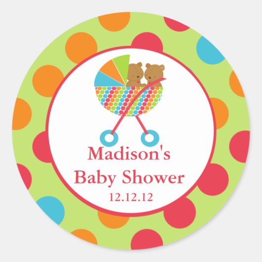 Sticker Baby shower de l'ours de transport bébé ju (Devant)