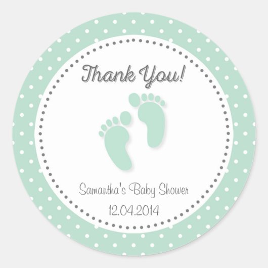 Sticker Baby shower de pieds pour bébé vert Mint (Devant)
