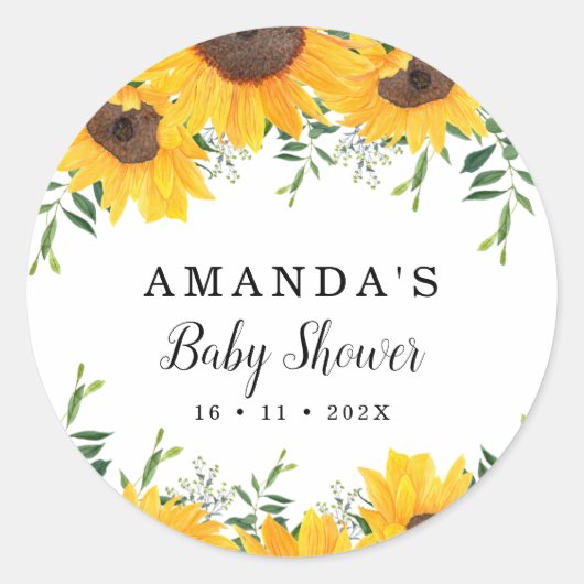 Sticker Baby shower de tournesol (Devant)