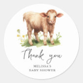 Sticker Baby shower de Vache de ferme mignonne Mer (Devant)