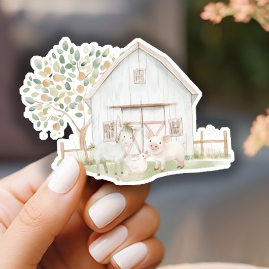 Sticker Baby shower des animaux de ferme Meadow Friends