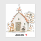 Sticker Baby shower des animaux de petite ferme (Feuille)