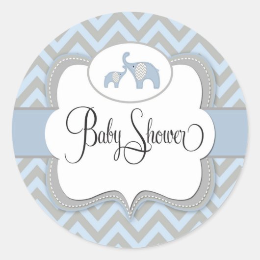 Sticker Baby shower éléphant bleu (Devant)