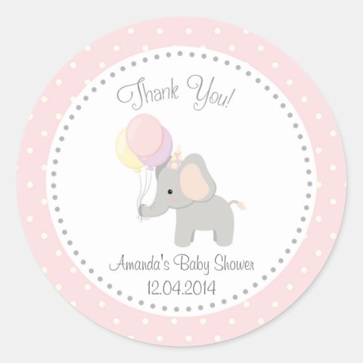 Sticker Baby shower Eléphant mignon (Devant)