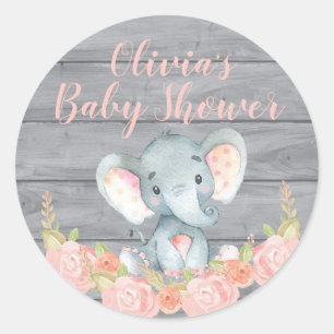 Sticker Baby shower Eléphant Rose
