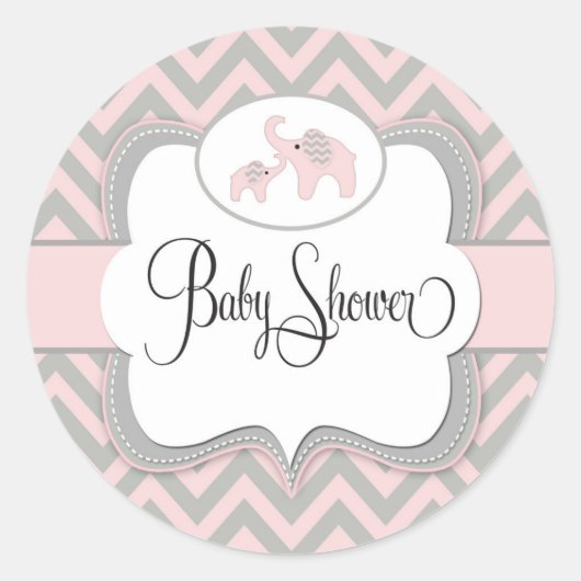 Sticker Baby shower Eléphant Rose (Devant)