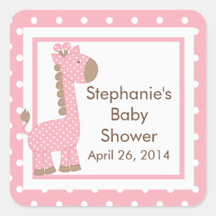 Sticker Baby shower en Giraffe Rose Cute