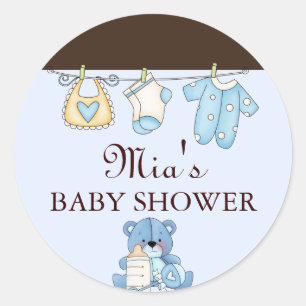 Sticker Baby shower en ligne bleue
