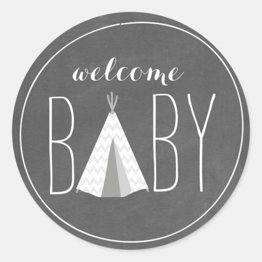 Sticker Baby shower en tipi blanc - tableau de bor (Devant)