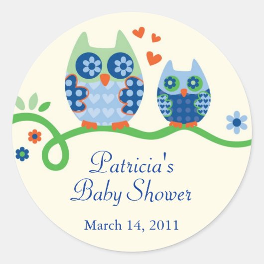 Sticker Baby shower Faveur de Maman et Baby Owl (Devant)