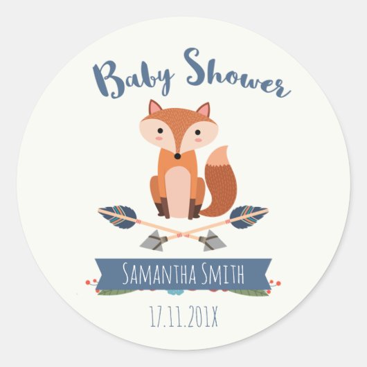 Sticker Baby shower Favoris Fox Flèches (Devant)